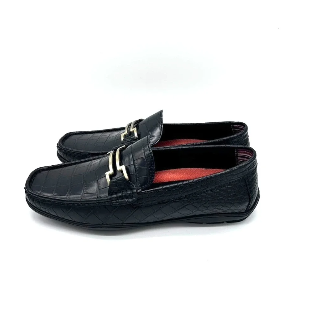 Stacy Adams Embrey Moc Toe Bit Slip-On Dress Men's Shoes Black‎ US 9M